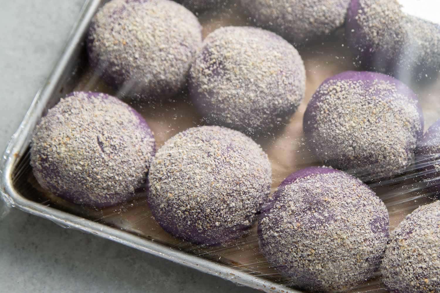 Ube Cheese Pandesal dough before baking