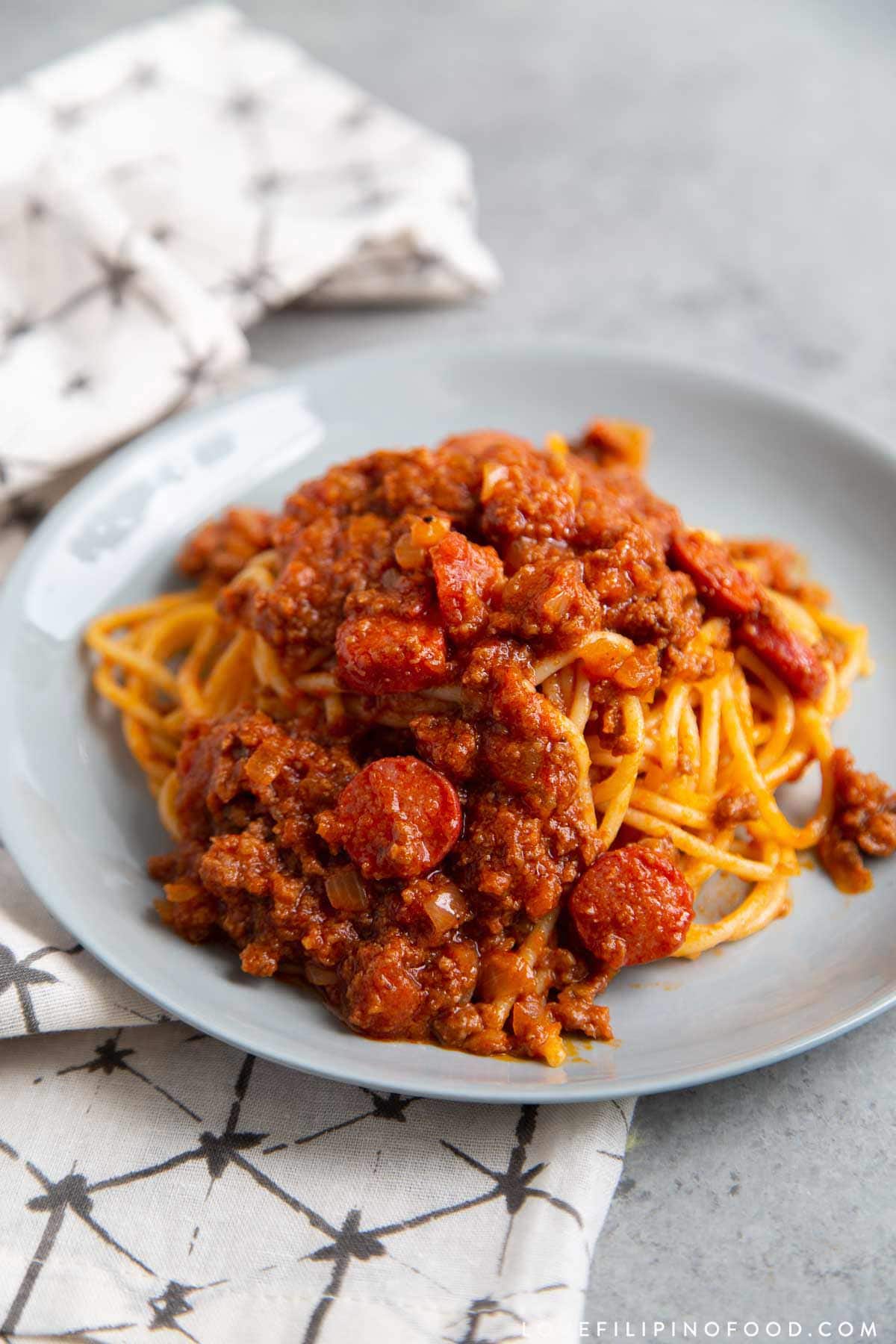 Filipino style sweet spaghetti