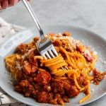 Filipino style bolognese. Sweet spaghetti.