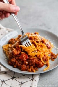 Filipino style bolognese. Sweet spaghetti.