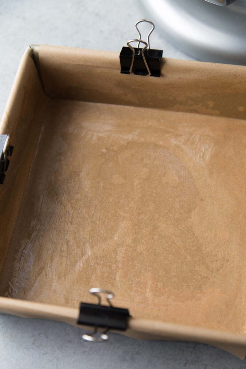 line baking pan with parchment paper.