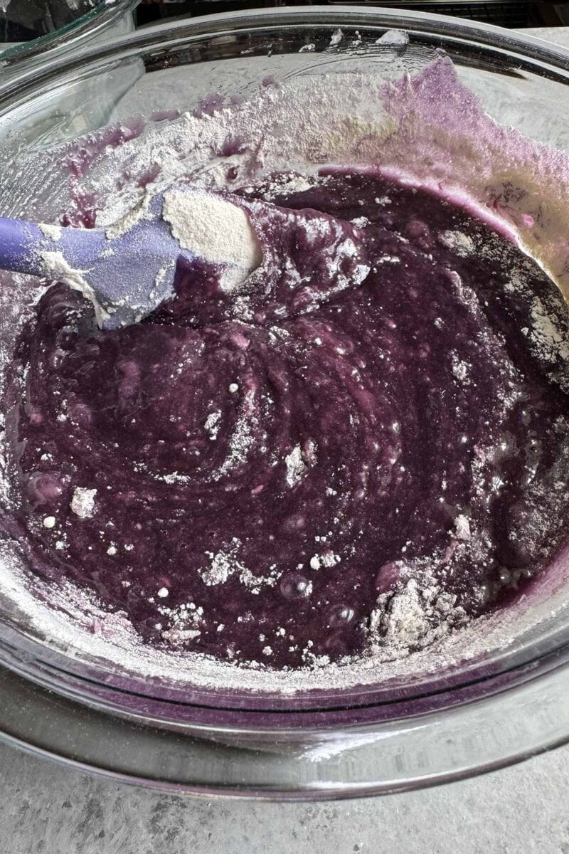 fold in flour mixture into wet ingredients.