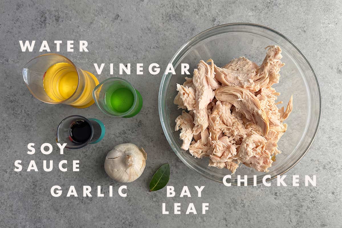 overhead of crispy chicken adobo flakes.